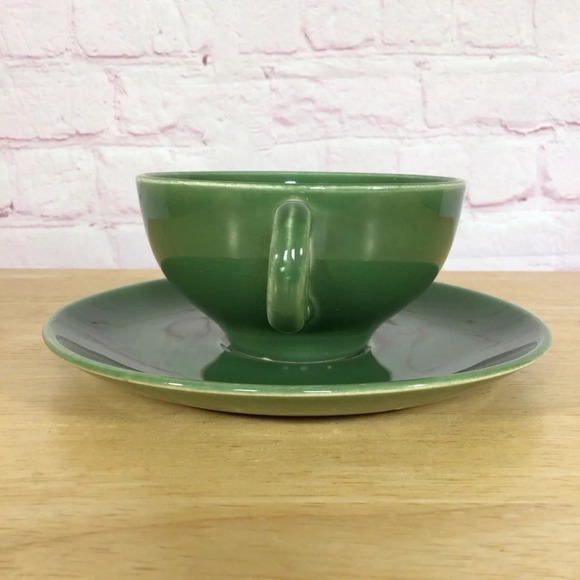Vintage Universal Ballerina Oven-Proof Green Cup and Saucer Set - Picture 2 of 8